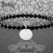 jewellery Bracelet Beaded ID with Onyx Beads silver color Disc 2020s silver color Fashion Jewelry Gift Women Girls thomas 2024 - buy cheap