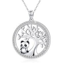 Cute Panda Crystal Bridal Necklace Vintage Female Tree of Life Pendant Necklace Rose Gold Silver Color Chain Necklaces For Women 2024 - buy cheap