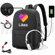 Russia "LIKEE 1 (Like Video)" Backpack Zipper USB Charging Pink Bags Men Anti-theft Likee App Bag School Bags for Teenage Girls 2024 - buy cheap