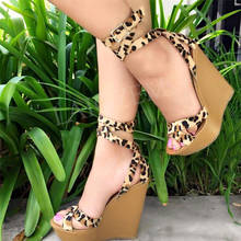 BERZIMER SUPER Women Platform Wedge Sandals Leopard Party Sandalias Pumps Zapatos Mujer Shoes Summer Woman Large Size 45 49 52 2024 - buy cheap