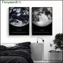 Canvas Painting Black White Poster Of The Moon Earth Seen From Space Wall Art Scandinavian Picture For Living Room Home Decor 2024 - buy cheap