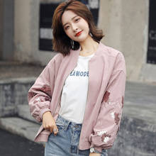 2020 Spring and Autumn Fashion Vintage Embroidery Women Coat Casual Zipper Up Bomber Jacket Ladies Casual Outwear BF Coats S31 2024 - buy cheap