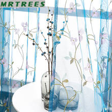 MRTREEES Leaf  Embroidered Tulle Curtains for Living Room Kitchen Sheer Window Curtains for Bedroom Hall Drapes Custom 2024 - buy cheap