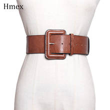 New Design Ceinture Large Femme Leather Wide Waist Belt Women Fashion Square Pin Buckle Corset Black Brown Belt For Dress 2024 - buy cheap