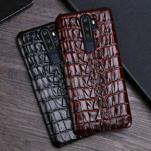 Caso de telefone couro genuíno para realme 3 5 6 x lite xt x2 x50 pro q casos couro natural crocodilo cauda textura capa funda capa 2024 - compre barato