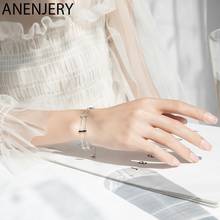 Anenjery 925 prata esterlina simples moda dupla camada zircão pulseira para mulheres pulseras festa jóias S-B17 2024 - compre barato