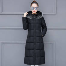 2019 winter new Casual Thicken Cotton Coats women fashion Slim Hooded Long section jacket black Keep warm Cotton jacket women 2024 - buy cheap