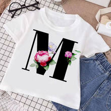 Camiseta de verano con estampado de letras para niños y niñas, ropa informal de Harajuku con estampado de plantas, cuello redondo, color blanco 2024 - compra barato
