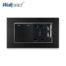 Interruptor de 2 entradas y 2 vías con 5 enchufe con pines, 2 cargadores USB Wallpad, enchufe de pared de lujo, Panel de Metal satinado de 146x86mm, 5V, 2400MA 2024 - compra barato