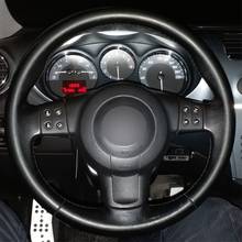 Capa para volante em couro artificial preta, ponto a mão, cobertura para o carro, ibiza 6l, leon 2007 2008 2024 - compre barato