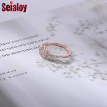 Seialoy-anillos de oro rosa de cristal brillante para mujer y niña, sortija apilable Original, joyería para fiesta de pareja de amistad 2024 - compra barato