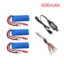 Batería Lipo de 7,4 V, 600mAh para WLtoys K969, K979, K989, K999, P929, P939, piezas de coche RC, 2s, 7,4 v, batería con cargador USB 2024 - compra barato