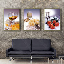 Nordic Style Living Room Decoration Painting Simple Triptych Restaurant Hotel Frameless Wall Painting Wall Wine Glass Painting 2024 - buy cheap