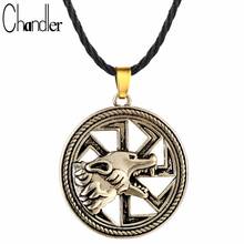 Chandler Wolf Necklace Round Kolovrat Charm Vintage Men's Collars Animal Norse Viking Jewelry 2024 - buy cheap