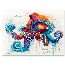 Pintados à mão sem moldura da lona pintura a óleo animal imagem da arte parede tapeçarias octopus arte para crianças decoração do quarto presente 2024 - compre barato