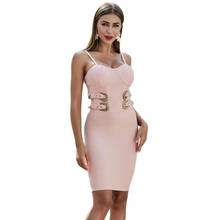 2021 verão feminino sexy com decote em v rosa vestido bandage noite designer celebridade elegante mental chique vestido de festa 2024 - compre barato