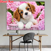 Cavalier king charles spaniel pintura de diamante strass pintura de strass quadrado completo broca redonda 5d bordado decoração de pet fofo 2024 - compre barato