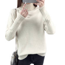 Suéter de cuello alto para mujer, suéteres de manga larga holgados coreanos, Tops de invierno, jerséis de punto Harajuku 2024 - compra barato