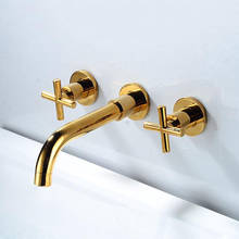 Basin Faucets Mixer In Wall Bathroom Sink Faucets Gold Brass 3 Holes Double Handle Bathbasin Bathtub Taps Hot and Cold Water Tap 2024 - buy cheap