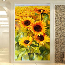 Beibehang-papel tapiz fotográfico personalizado, mural 3D, arte de girasol de flores, Arcade, pasillo, sala de estar, pintura decorativa, papel tapiz 2024 - compra barato