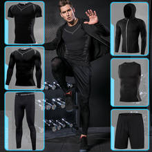 2021 New Men's Tight Sports Suit Gym Fitness Compression Tracksuit Running Sport Set Jogging Sportwear Workout Sports Clothing 2024 - buy cheap