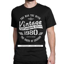 Vintage 1980 Tshirts 40th Birthday Pure Cotton Tops Tees for Men Camisas O Neck 40 Years Old Best Gift New Clothing Shirt 2024 - buy cheap