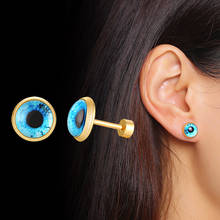 Stainless Steel European and American Popular Jewelry Titanium Steel Blue Eye Stud Earrings 2024 - buy cheap