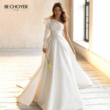 Wedding Dress Vintage Satin A-Line One Shoulder Vestido De Noiva 2021 Fashion Princess Court Train BECHOYER EL126 Bridal Gown 2024 - buy cheap