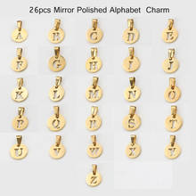 Contas de aço inoxidável espelho polido, 26 peças, 2 cores, 10*15mm, letras do alfabeto em inglês, etiqueta redonda de letras para busca por jóias diy 2024 - compre barato