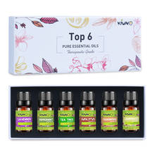 KIUNO 10ml 6Pcs Set Aromatherapy Essential Oils 100% Pure Therapeutic Grade Lavender Peppermint,Lemongrass,Tea Tree Diffuser Oil 2024 - buy cheap