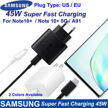 Samsung eu us super snelle charger travel usb pd pss snel opladen adaptador para note10 + 5g galaxy a91 a71 s20 + 15v3a 45w 2024 - compre barato