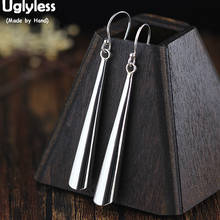 Uglyless-pendientes minimalistas para mujer, aretes de barra de plata brillante para mujer, aretes de vestido de SEÑORA DE OFICINA DE MODA Simple, aretes de plata 925 E1593 2024 - compra barato