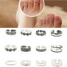 12pcs Rings Lady Unique Adjustable Opening Finger Ring Retro Carved Toe Ring Foot Beach Foot Jewelry 2024 - buy cheap