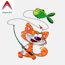 Aliauto Funny Car Sticker Cat Fishing Decoration PVC Decal for Mercedes Honda Toyota Volkswagen Renault Opel Seat VW,15cm*16cm 2024 - buy cheap