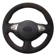 Car Steering Wheel Cover Black Genuine Leather Suede For Infiniti FX FX35 FX37 FX50 Nissan Juke Nissan Maxima 2009-2014 2024 - buy cheap