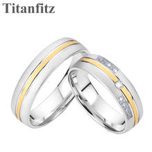 Conjunto de anéis de casamento para homens e mulheres, alianças amor, anel de casal, joias de aço inoxidável, cor branca e dourada 2024 - compre barato