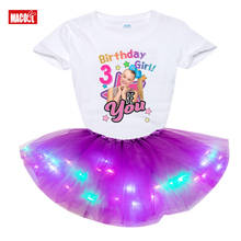 Meninas conjuntos de roupas aniversário menina número tshirt verão crianças roupas princesa moda crianças criança tshirt + led vestido jojosiwa 2024 - compre barato