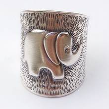 BOCAI S925 pure silver rings for women handmade silver Thailand Carved elephant Drawing wide face sterling silver  ring 2024 - buy cheap