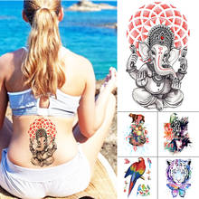 Водостойкая Временная тату-наклейка, богемный слон, флэш-тату, попугай, тигр, медведи, цветок, боди-арт, искусственная татуировка на руку для женщин и мужчин 2024 - купить недорого
