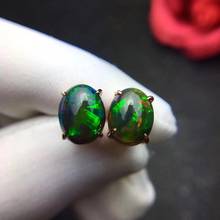 NEW Arrival Black Opal earring Free shipping Nature real Black opal Earring  925 sterling silver Fine jewelry 2024 - buy cheap