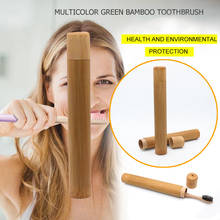 Estuche portátil de bambú Natural para cepillo de dientes, tubo para viaje, respetuoso con el medio ambiente, hecho a mano, 16cm/22cm 2024 - compra barato