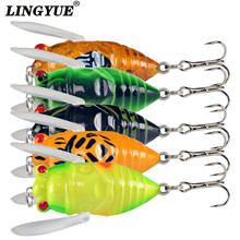 New 5pcs/lots hard plastic cicada fishing lures 3d eyes with wing artifiicial bait treble hooks bulk fish tackle new 2024 - buy cheap