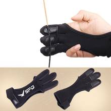 3 Finger Gloves Leather Guard Safety Archery Gloves Curved Bow Cowhide Protective hunting Gloves for Archery M/ L/XL 2024 - buy cheap
