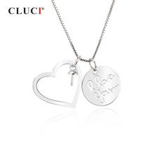 Colgante de corazón de amor de dos piezas CLUCI Silver 925 para collar de plata esterlina para mujer, colgante de regalo del Día de San Valentín, joyería SP282SB 2024 - compra barato