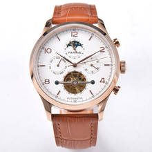luxury mens watches,men automatic watch PARNIS man skeleton mechanical wristwatch waterproof clock sapphire montre leather strap 2024 - buy cheap