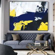 Abstract Art Canvas Painting Large Blue Abstract Painting, Black White Abstract Painting Yellow Abstract Painting Great Wall Art 2024 - buy cheap