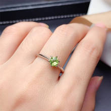 LeeChee-Anillo de peridoto 100% Natural para mujer y niña, Plata de Ley 925 auténtica, 0,5 CT, 5MM, Gema verde, joyería fina, regalo de cumpleaños 2024 - compra barato