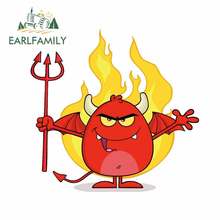 EARLFAMILY 13cm x 12.8cm For Devil Angry Satan Car Styling Stickers Vinyl Material Decal Refrigerator Personality Creative Decor 2024 - buy cheap