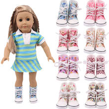 Doll Shoes 7 Cm High-Top Canvas Shoes  For 18 Inch American&43Cm Baby New Born Doll Clothes Accessories Girl`s  Toys 2024 - buy cheap