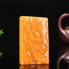 Natural Yellow Jade Dragon Pendant Chinese Necklace Hand-Carved Charm Jewellery Amulet Fashion Accessories for Men Women Gifts 2024 - buy cheap